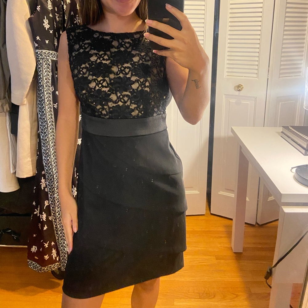Connected Apparel Black and Cream Lace Dress Y2K - Picture 2 of 12